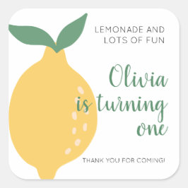 Lemon Tema: en första födelsedag Fyrkantigt Klistermärke