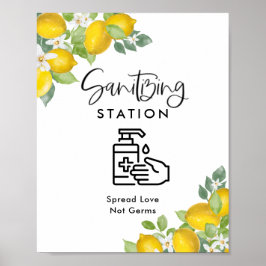Lemon Theme Bröllop Sanitizing Station Poster