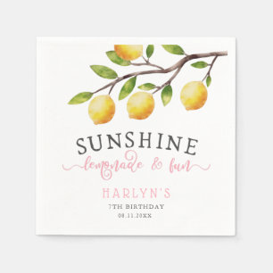 Lemon Theme Girl Födelsedagsfest Napkins Pappersservett