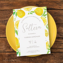 Lemon Theme Inbjudningskort för möhippan på spansk