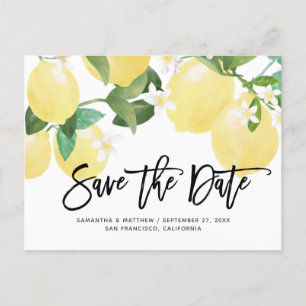 Lemon Theme Summer Bröllop spara datum Vykort