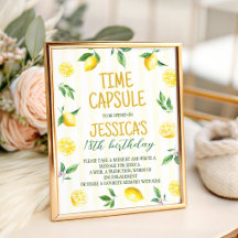 Lemon Theme Time Capsule Table Sign