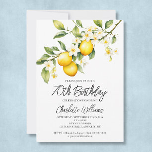 Lemon Theme Watercolor 70:e Födelsedagsfesten Inbjudningar
