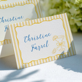 Lemon Theme Yellow Stripes Place Cards Bordsnummer