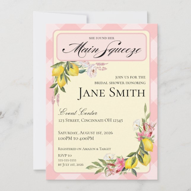 Lemon Themed Bridal Shower Invitation Inbjudningar (Framsida)