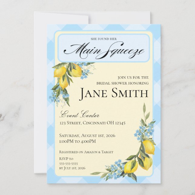 Lemon Themed Bridal Shower Invitation Inbjudningar (Framsida)
