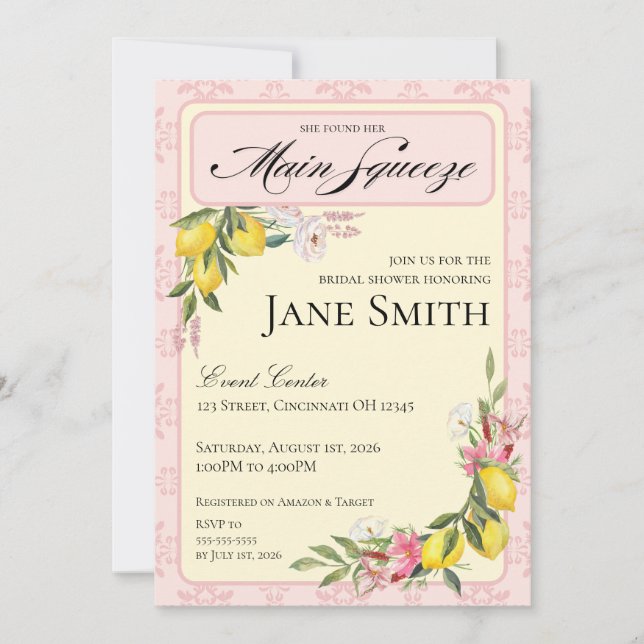 Lemon Themed Bridal Shower Invitation Inbjudningar (Framsida)