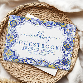 Lemon-Themed Mediterranean Tile Wedding Gästböcker