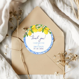 Lemon-Themed Mediterranean Tiles Wedding Runt Klistermärke