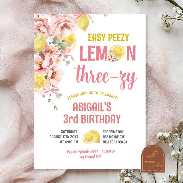 Lemon Three-zy 3-års inbjudan (Skapare uppladdad)