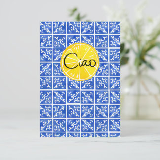 Lemon & Tile Hej på italienska: "Ciao" -kort Tack Kort
