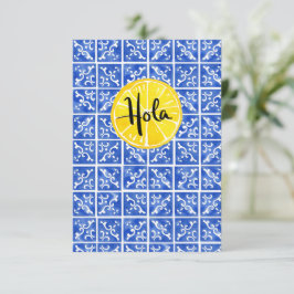 Lemon & Tile Hej på spanska: "Hola"-kort Tack Kort