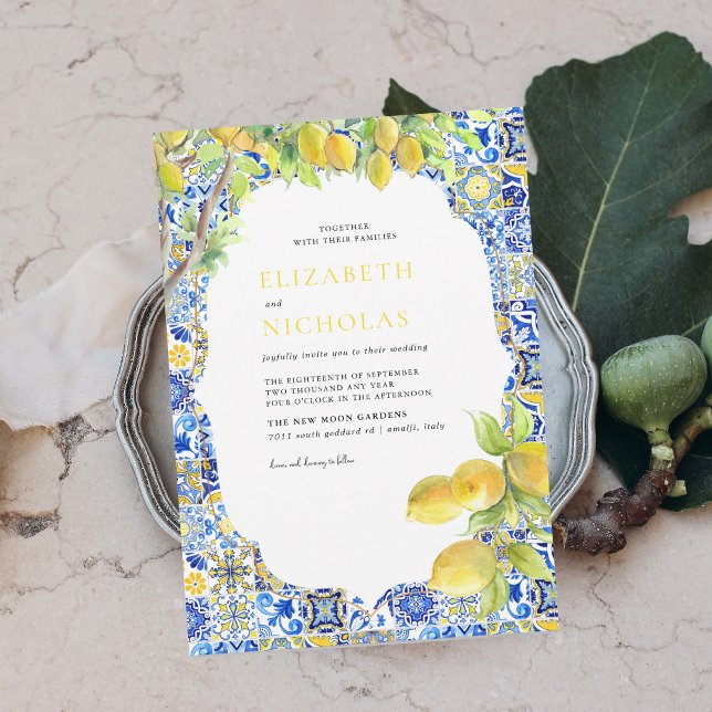 Lemon Tiles | Medelhavsområdets sommar Bröllop Inbjudningar (Skapare uppladdad)