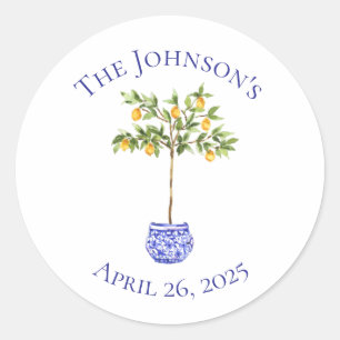 Lemon Topiary - Round Stickers Runt Klistermärke