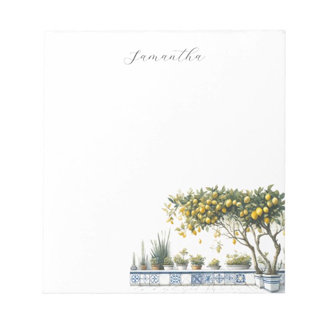 Lemon Träd Amalfi Tile Terrace Anteckningsblock (Framsida)