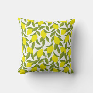 Lemon Träd Art: Gult Citrus Seamless Mönster Kudde