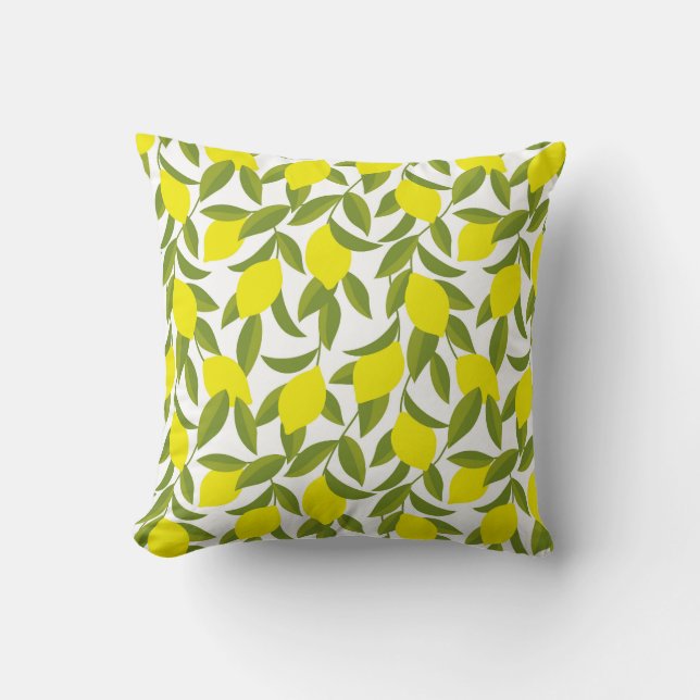 Lemon Träd Art: Gult Citrus Seamless Mönster Kudde (Framsida)