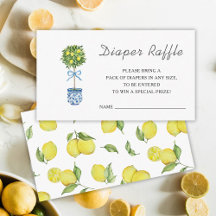 Lemon Träd Baby Shower Diaper Raffle Insert Card
