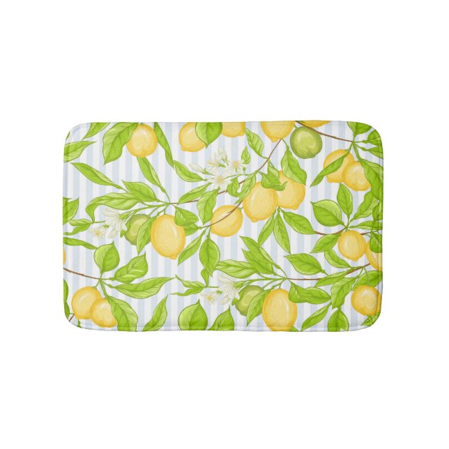 Lemon Träd Gren: Stripe, sjölöst Mönster Badrumsmatta (Framsidan)