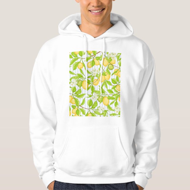 Lemon Träd Gren: Stripe, sjölöst Mönster Hoodie (Framsida)