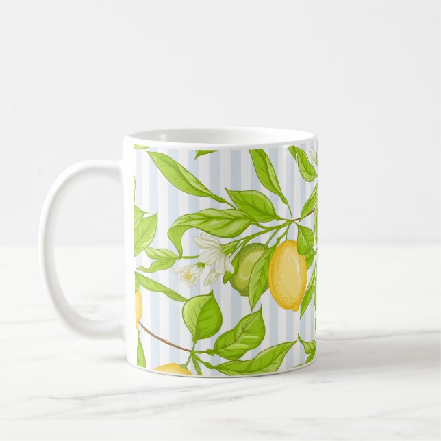 Lemon Träd Gren: Stripe, sjölöst Mönster Kaffemugg (Vänster)