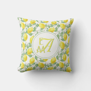 Lemon Träd Monogram Mönster Gult Grönt Decor Kudde