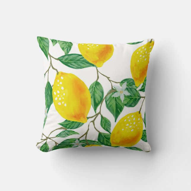 LEMON TRÄD PILLOW, Gult och Grönt Kudde (Framsida)