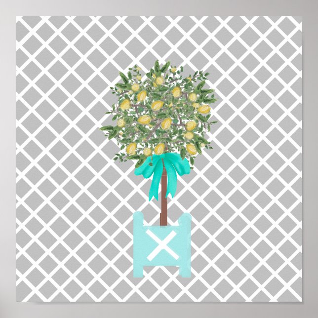 Lemon Träd Topiary Garden Planter Box Art Poster (Framsidan)