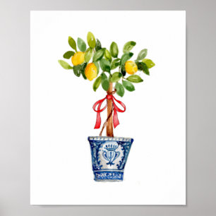 Lemon träd, utopiskt i blå vas poster