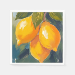 Lemon Träd Watercolor Fruit Painting Pappersservett