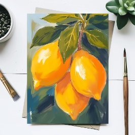 Lemon Träd Watercolor Fruit Painting Vykort