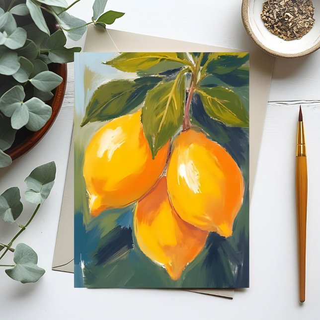 Lemon Träd Watercolor Fruit Painting Vykort (Skapare uppladdad)