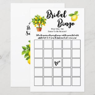 Lemon Tree Citrus Bröllopsduschbingo Partyspel