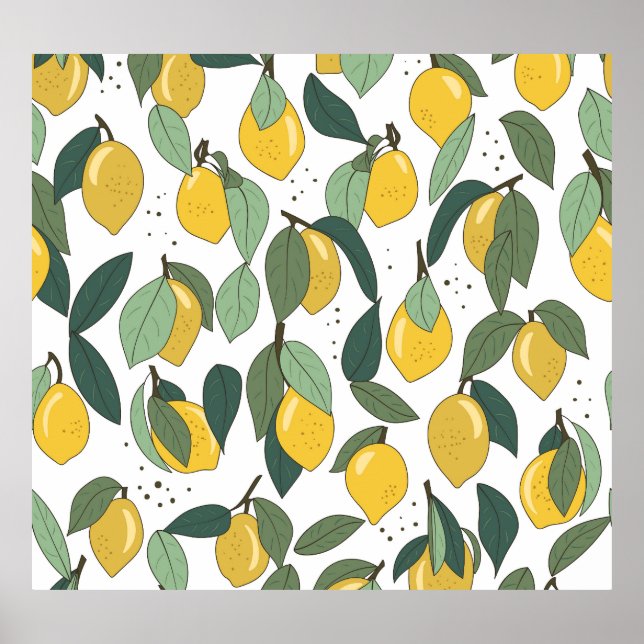 Lemon Tropical: Bright Vintage, sömlös Poster (Framsidan)