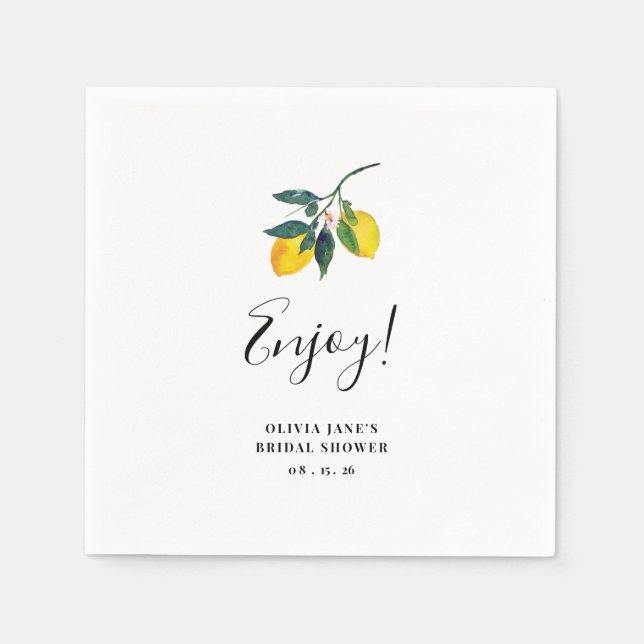Lemon Tropical Bröllopsdusch Pappersservett (Framsidan)