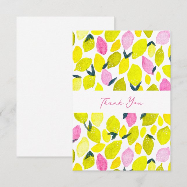 Lemon vattencolor mönster anteckningskort (Fram/baksida)