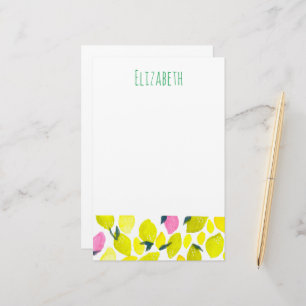 Lemon vattencolor mönster brevpapper