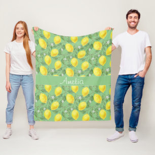 Lemon Vattencolor mönster gullig flicka Fleecefilt