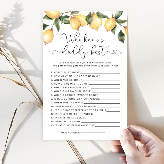 Lemon Vem vet pappa, bästa babyduschspel (Skapare uppladdad)