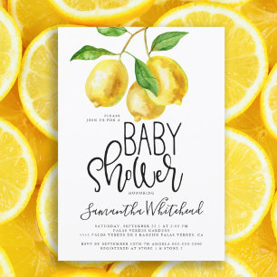 Lemon Watercolor Baby Shower Inbjudningar