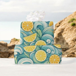 Lemon Watercolor Citrus Summer Vår Botanical Presentpapper