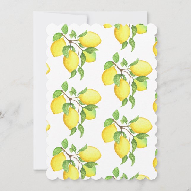 Lemon Watercolor Inbjudningskort för möhippan (Baksida)