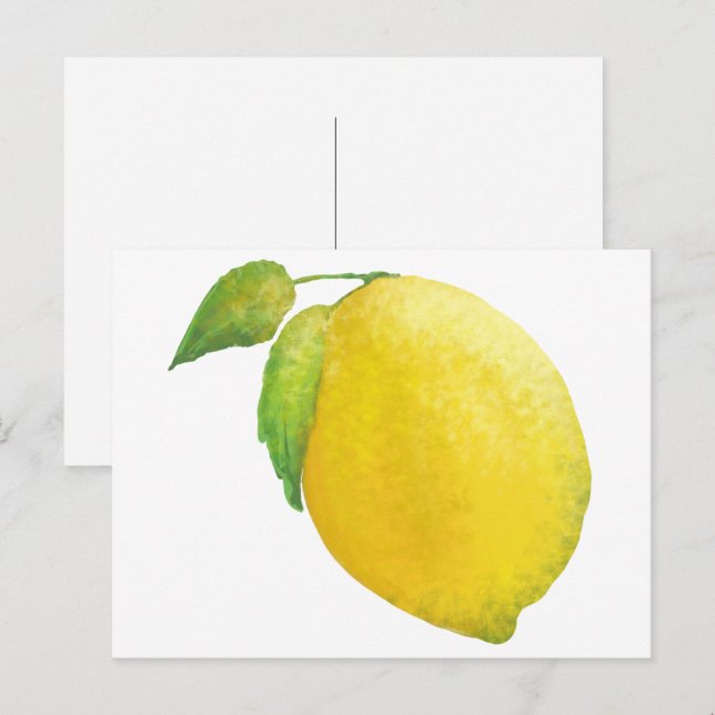 Lemon Watercolor-målning Vykort (Fram/baksida)