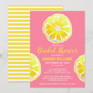 Lemon Watercolor med Rosa Möhippa Inbjudningar