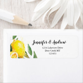 Lemon Watercolor Returadress Etikett
