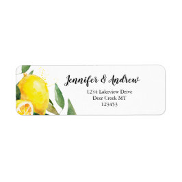 Lemon Watercolor Returadress Etikett