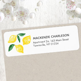 Lemon Watercolor Return-adressetikett Returadress Etikett