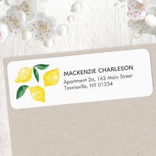 Lemon Watercolor Return-adressetikett Returadress Etikett