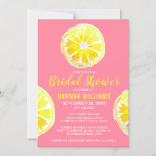 Lemon Watercolor Rosa Möhippa Magnetisk Inbjudningskort