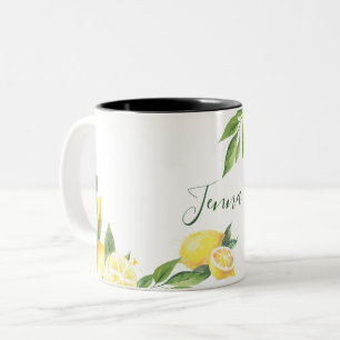 Lemon Watercolor Två-Tonad Mugg